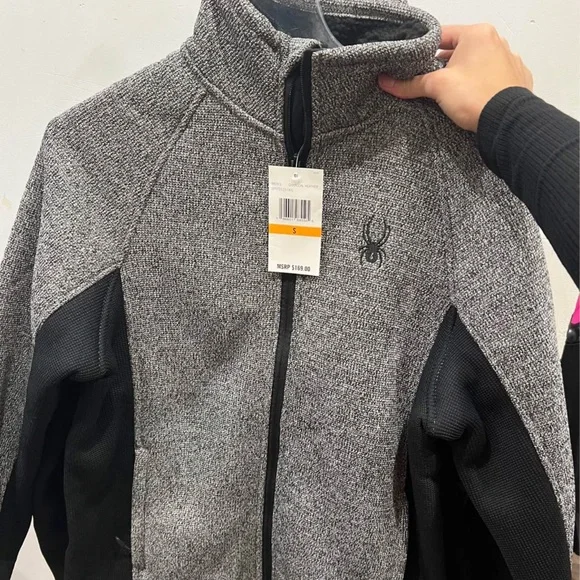 Spider Grey and Black Zip-Up Fleece Jacket - Picture 1 of 1